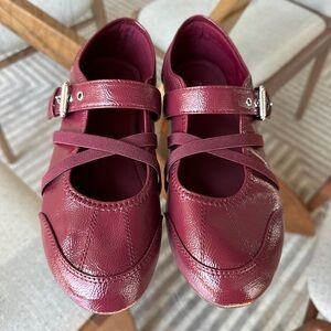 Zara Burgundy Ballet Flats with buckles